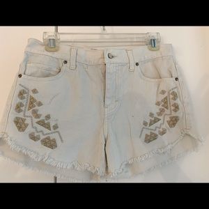 Free People shorts Denim White Embroidered Size 27